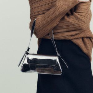 ZARA SILVER MINIMAL FLAP SHOULDER BAG